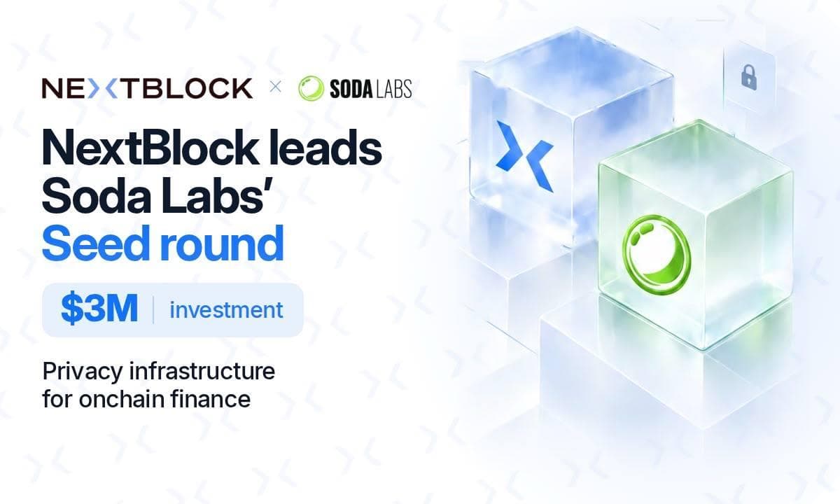 NextBlock x Soda Labs: NextBlock leads Soda Labs' Seed round, $3M investment